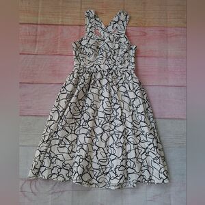 NWT Tahari Ivory Fit &‎ Flare Midi Dress Black Stencil Print 12 Summer Classic